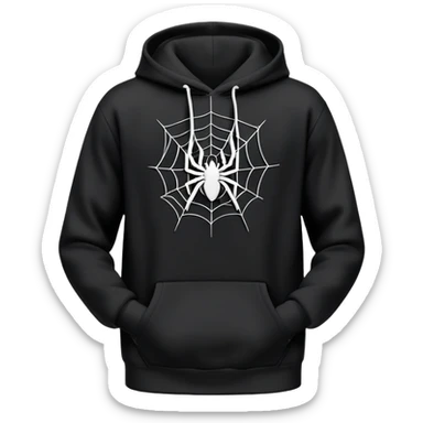 The Black Sp5der Hoodie features a sleek black base with a distinctive central design—a spider web at the center. The entire hoodie remains black, including the web, creating a bold yet subtle look. Notably, there is no spider in the middle, just the web. sticker