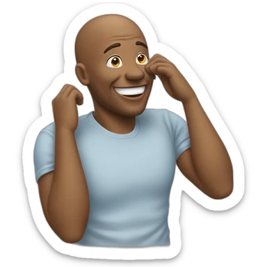 Man laughing and putting his hand in the back of his head  sticker