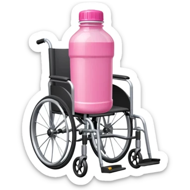 Pink water bottle sitting on a wheelchair with cars   sticker
