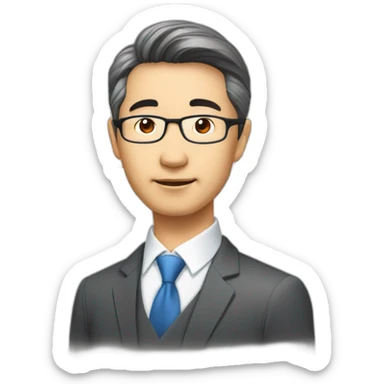 Middle-aged Asian male investment manager，background with Stock market trend chart,Half-length portrait sticker