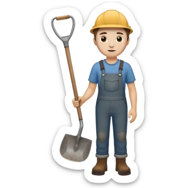 человек стоит с лопатой sticker