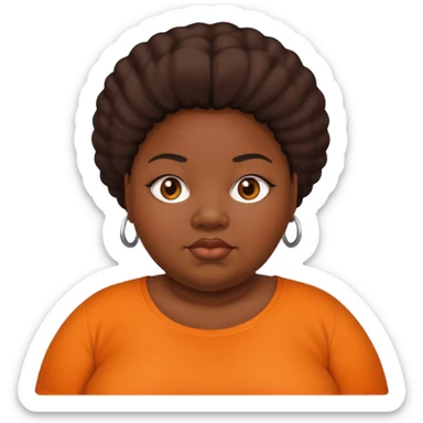 obese black woman with orange shirt sticker