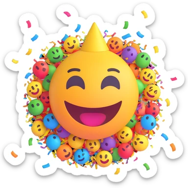 party emoji, vibrant, celebration, confetti sticker