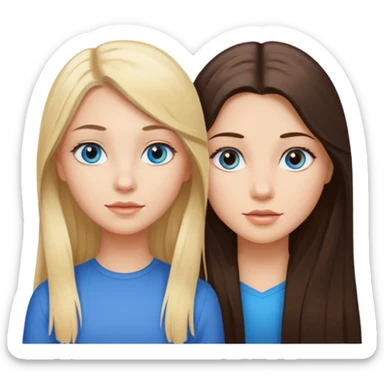 blonde girl with blue eyes brunette girl with brown eyes  sticker