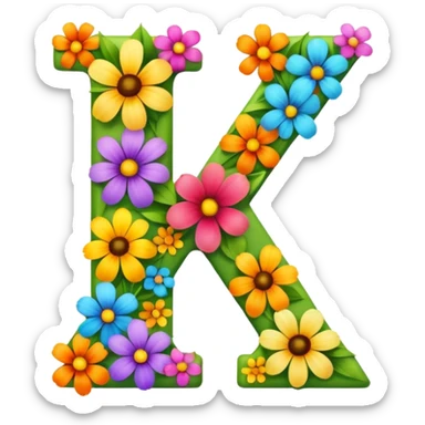 flowers forming the letter K sticker