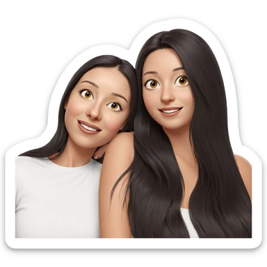 happy girls with long hair sticker