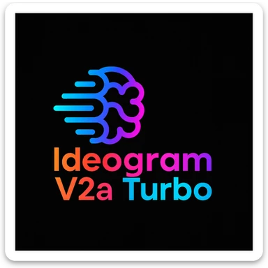make a colorful text of "Ideogram V2a Turbo", black background, add this logo too sticker