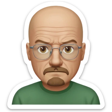 Draw Walter White in glasses, bald head, goatee beard, green shirt & serious expression. sticker