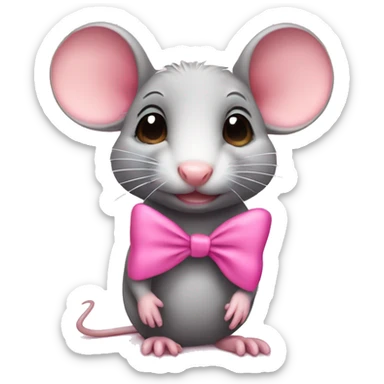 cute girly rat with pink bow  sticker