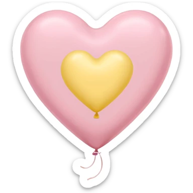 The heart is a balloon in soft pink, beige and yellow pastel light sticker