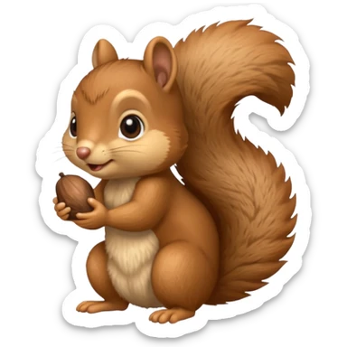 baby squirrel hold a acorn sticker