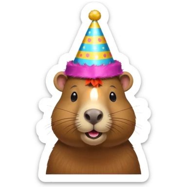 capibara con gorro de fiesta sticker