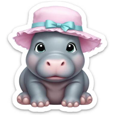 baby hippo wearing bonnet  sticker