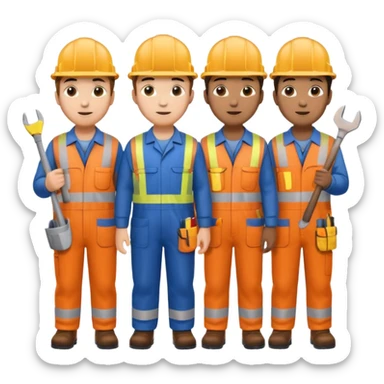 group of multiracial railway engineer standing full body sticker