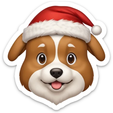 dog wearing Santa hat and Christmas lights sticker