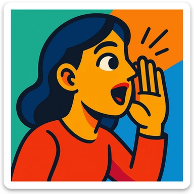 a person whispering, vibrant toon style, bright colors, dynamic sticker