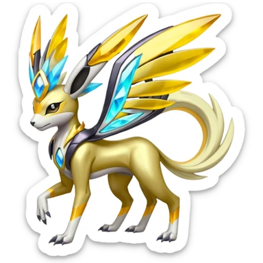 Colorful Futuristic Meloetta-Manectric-Solgaleo-Raikou-Pokémon-Digimon-Fakémon-fusion-hybrid-creature sticker