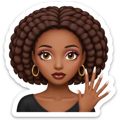 face girl with nails and cute make up black girl sticker