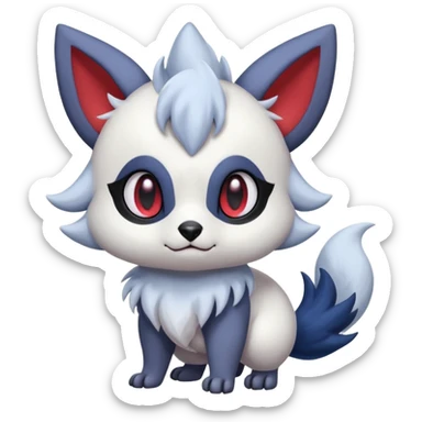 Cute furry flurry fuzzy adorable Absol-Zorua-Furret-Zangoose-Chinchilla-fusion-animal-Fakémon-hybrid-creature  sticker