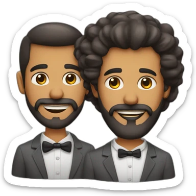 Dos gemelos iguales con barba y calvos celebrando un cumpleaños  sticker