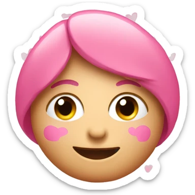 Pink emoji with pink hearts for blush sticker