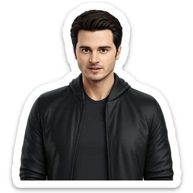 focused gaze in black jacket sticker