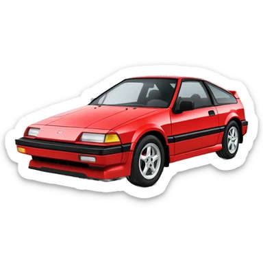 89 red Honda crx si with aluminum wheels  sticker