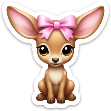 baby deer with fairy wings and a pink bow around its neck  sticker