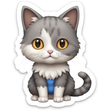 full body small short hair dark grey and white cat sticker