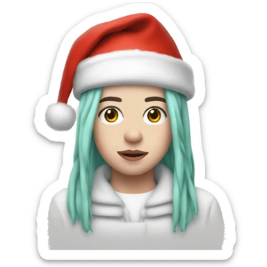 Billie Eilish with santa hat sticker