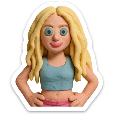 Shakira in claymation style with visible fingerprints and pastel colors sticker