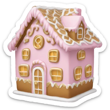 light pink and gold and white gingerbread house sticker