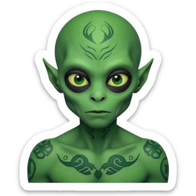 alien with tattoo all over his face   sticker