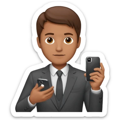 Mach mir einen Trader an der Wallstreet mit anzug und braunen haaren mit einenm handy in der han sticker