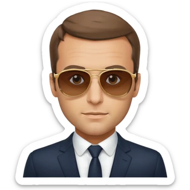 Emanuel macron avec des lunettes de soleil  sticker