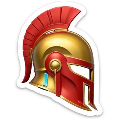 Side view of a gold and red Spartan helment sticker