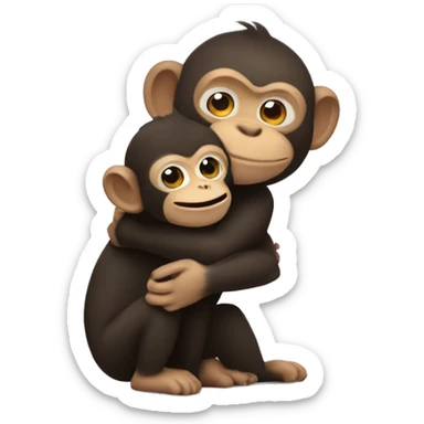 The monkey hugs the mole sticker