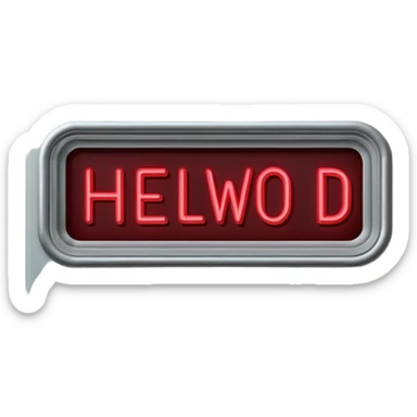 Minimalist emoji-style sticker of a flickering neon sign “HELLWOOD”, cracked letters, some missing, grayscale tubes with only faint glow in faded red

 sticker