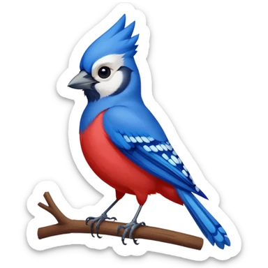 Stoic blue jay vs agitated red cardinal sticker