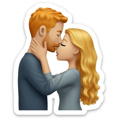 Blonde girl kissing ginger guy sticker