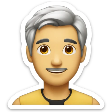 A man with black hair wearing a honey-colored dress   sticker