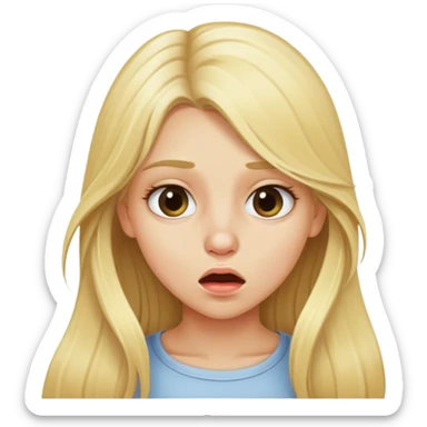 blonde girl with long hair snorting sticker