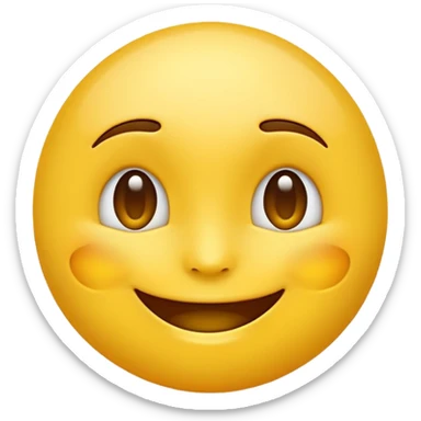 cheerful emoji-style face with gentle glow effect, inspired by Apple emoji sticker