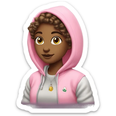 preppy girl with pink palm puff hoodie badde sticker