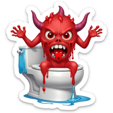a monster demon coming out of the toilet sticker