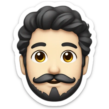 Joven japones con barba de candado y bigote negro sticker