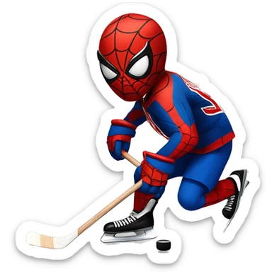 spiderman playing hockey sticker