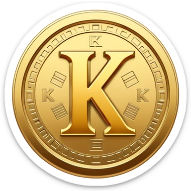 Kaspa cryptocurrency coin with the letter K logo sticker