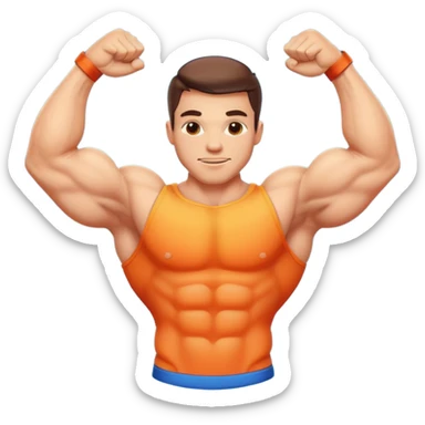 "Generate a high-resolution illustration of a flexed biceps emoji (💪), in the classic emoji style, clean vector look, smooth gradients, bright colors." sticker
