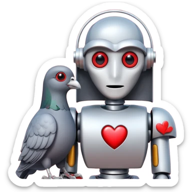 Dracula Robot in love with Pigeon sticker